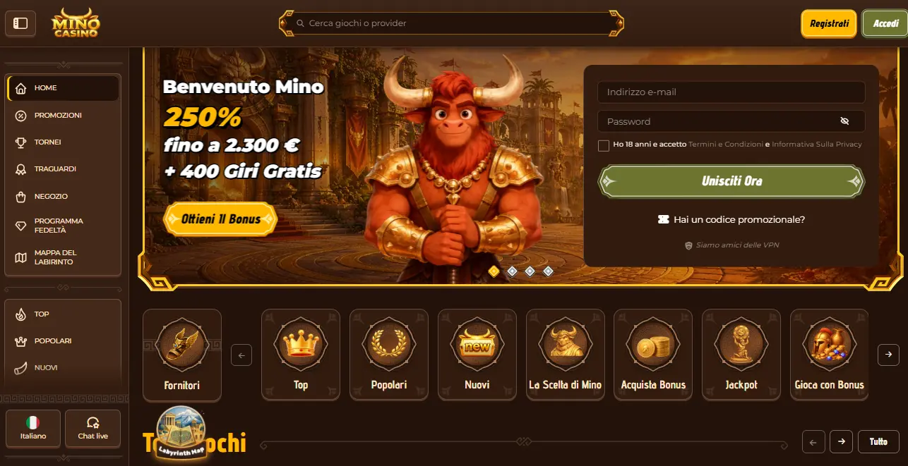 Accesso da smartphone e installazione dell'app Mino Casino